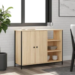 Kasten & Opbergmeubelen*vidaXL Dressoir 100x33x75 cm bewerkt hout kleurig Sonoma eiken