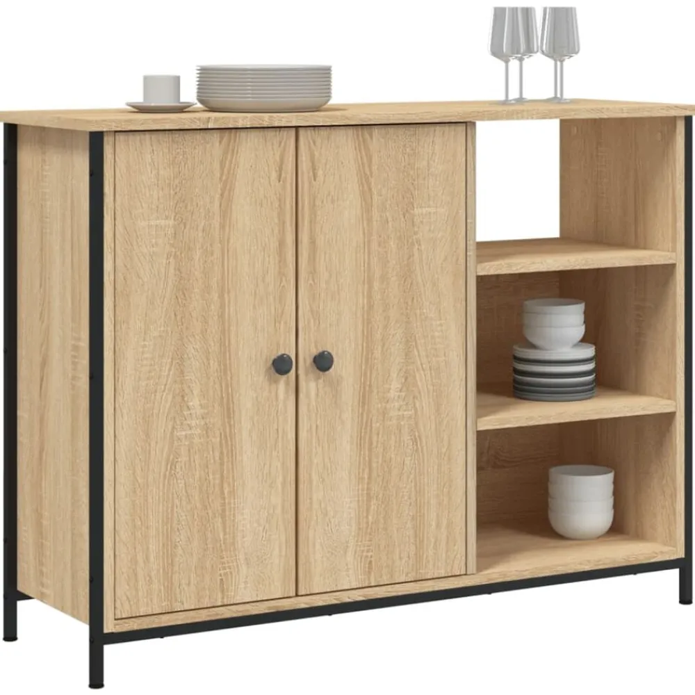 Kasten & Opbergmeubelen*vidaXL Dressoir 100x33x75 cm bewerkt hout kleurig Sonoma eiken