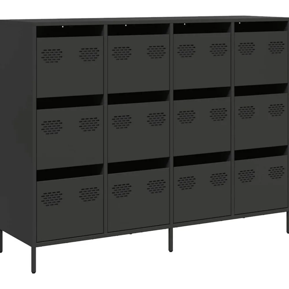 Kasten & Opbergmeubelen*vidaXL Dressoir 135x39x103,5 cm koudgewalst staal Zwart