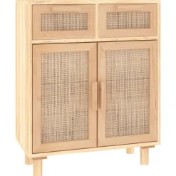 Dressoir 60x30x75 cm massief grenenhout en rattan>vidaXL Hot