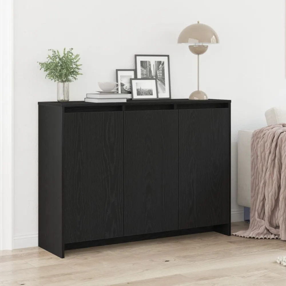 Kasten & Opbergmeubelen*vidaXL Dressoir Zwart 102 x 29.5 x 75 cm Bewerkt hout Zwart eiken