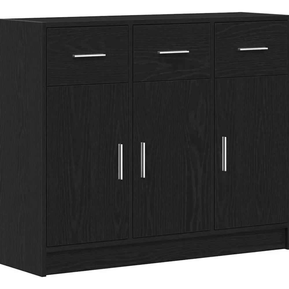 Kasten & Opbergmeubelen*vidaXL Dressoir 91x28x75 cm Engineered Wood Zwart eiken