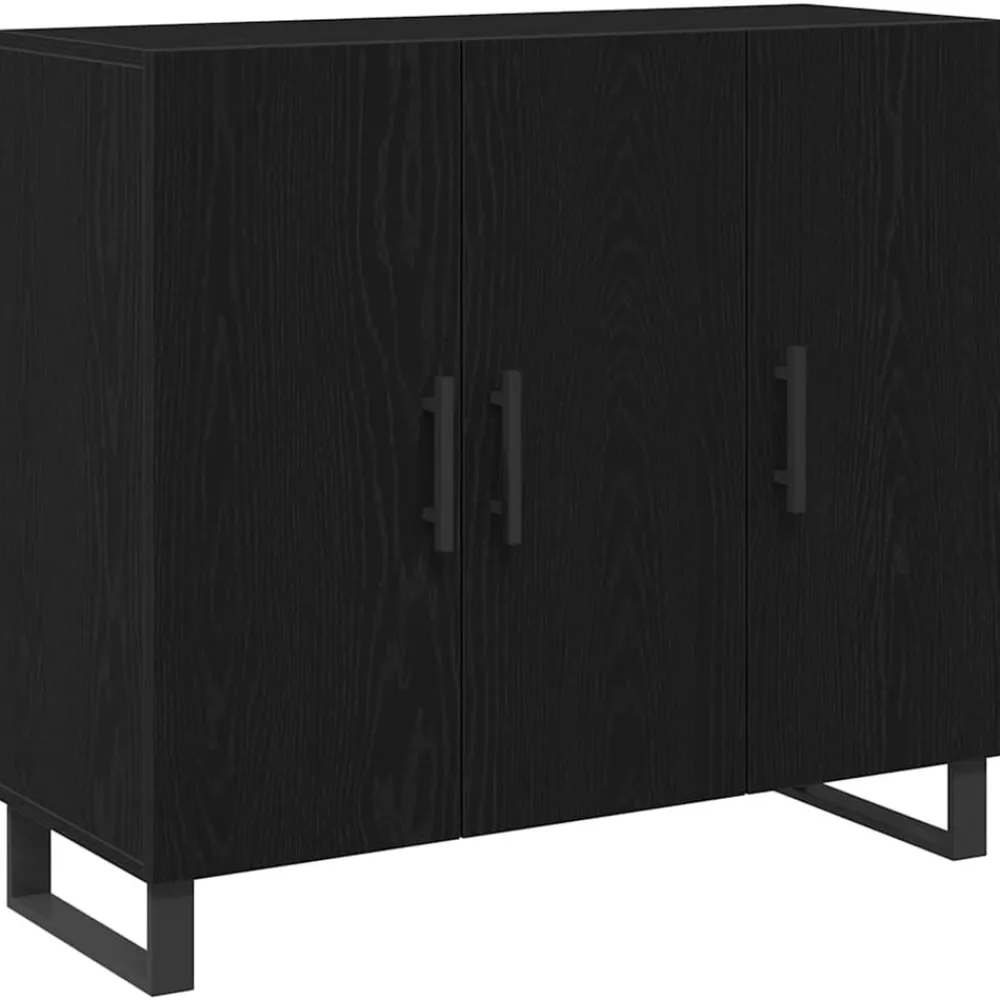 Kasten & Opbergmeubelen*vidaXL Dressoir 90 x 34 x 80 cm Bewerkt hout Zwart eiken