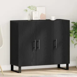 Kasten & Opbergmeubelen*vidaXL Dressoir 90 x 34 x 80 cm Bewerkt hout Zwart eiken