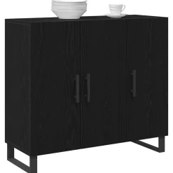 Kasten & Opbergmeubelen*vidaXL Dressoir 90 x 34 x 80 cm Bewerkt hout Zwart eiken