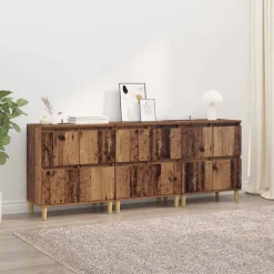 Kasten & Opbergmeubelen*vidaXL Dressoirs 3 pcs 60 x 35 x 70 cm Bewerkt hout Oud hout