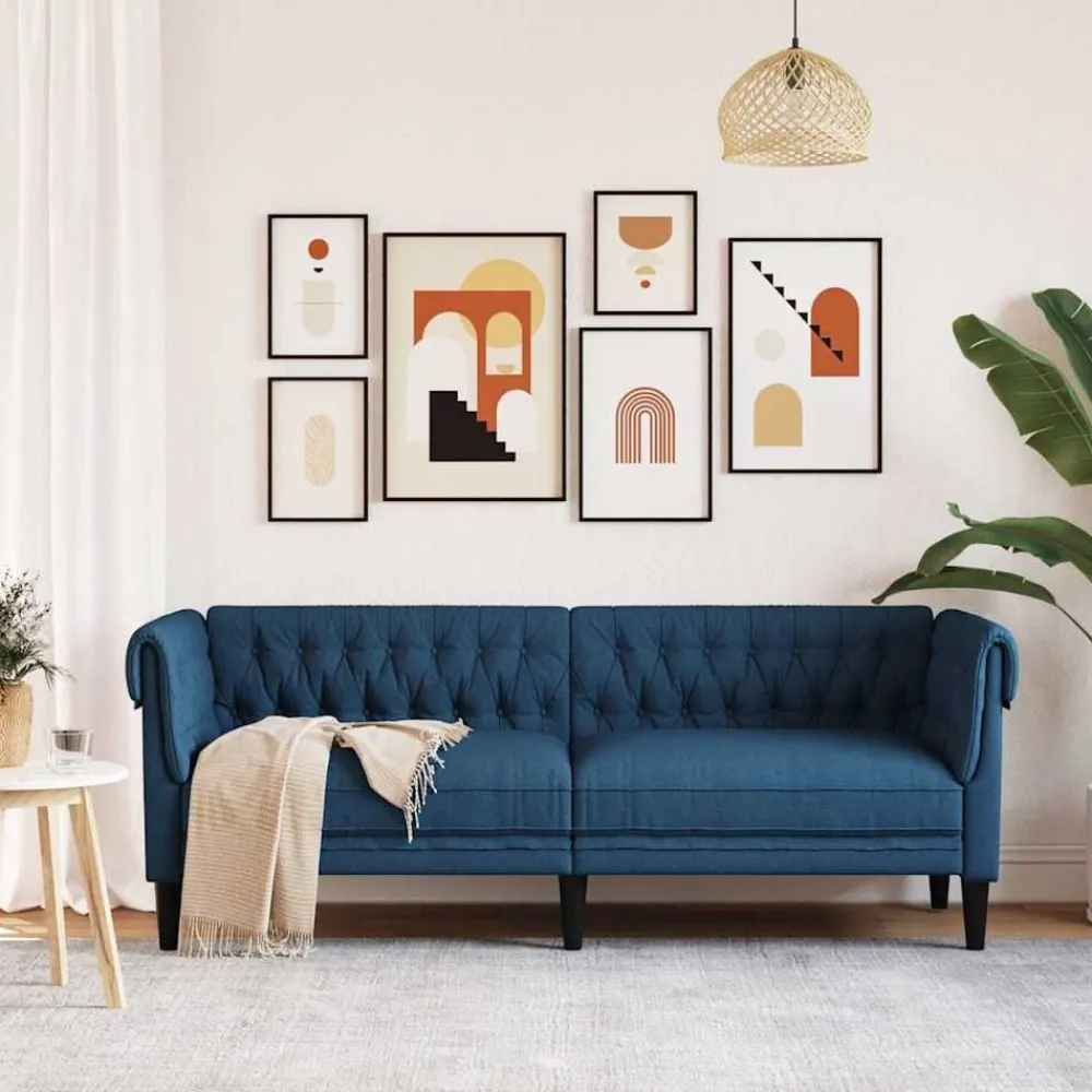 Driezitsbank Chesterfield-stijl stof>vidaXL Clearance