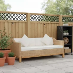 Driezitsbank met kussens natuurlijk rattan>vidaXL Best