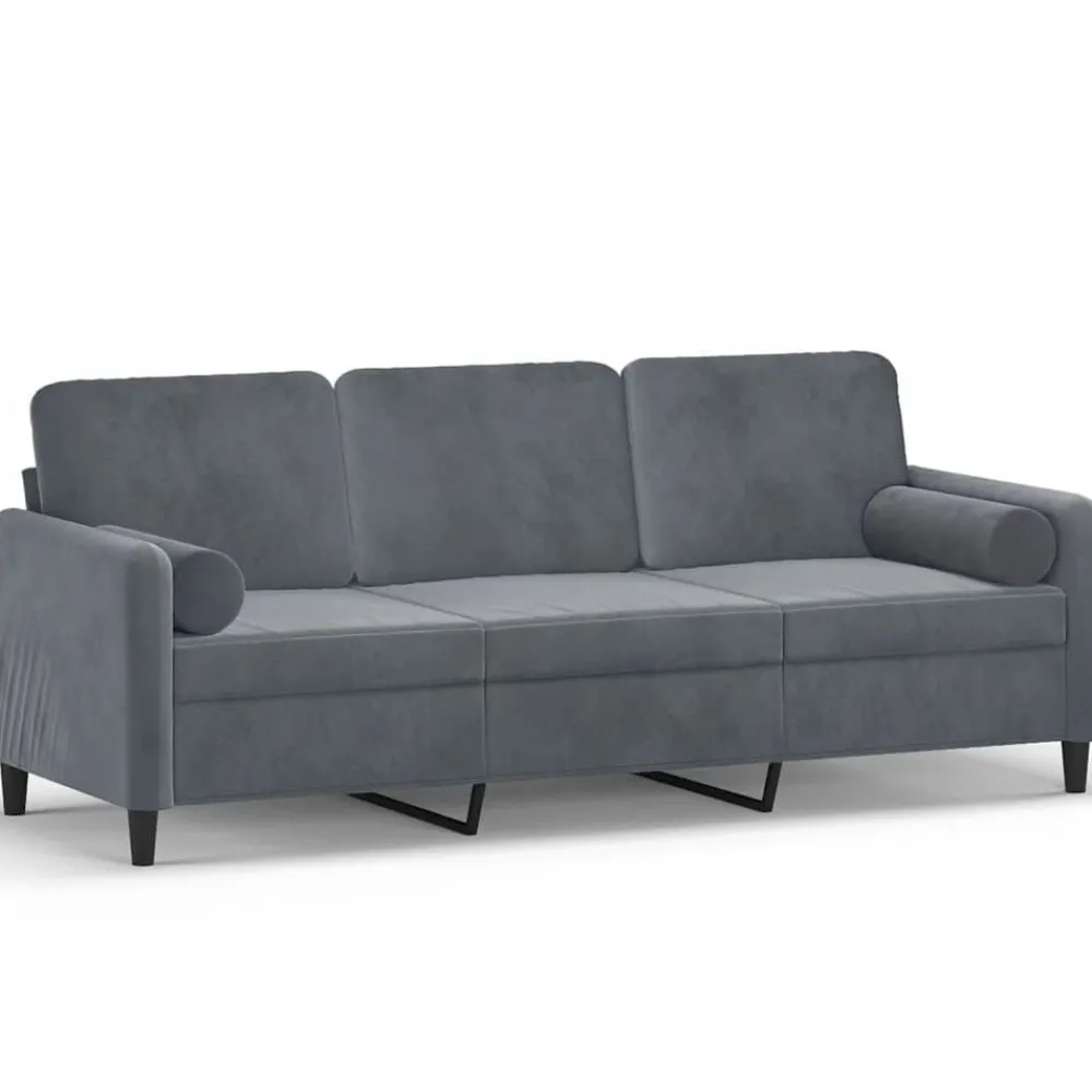 Driezitsbank met sierkussens 180 cm fluweel>vidaXL New