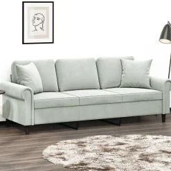 Driezitsbank met sierkussens 180 cm fluweel>vidaXL Online