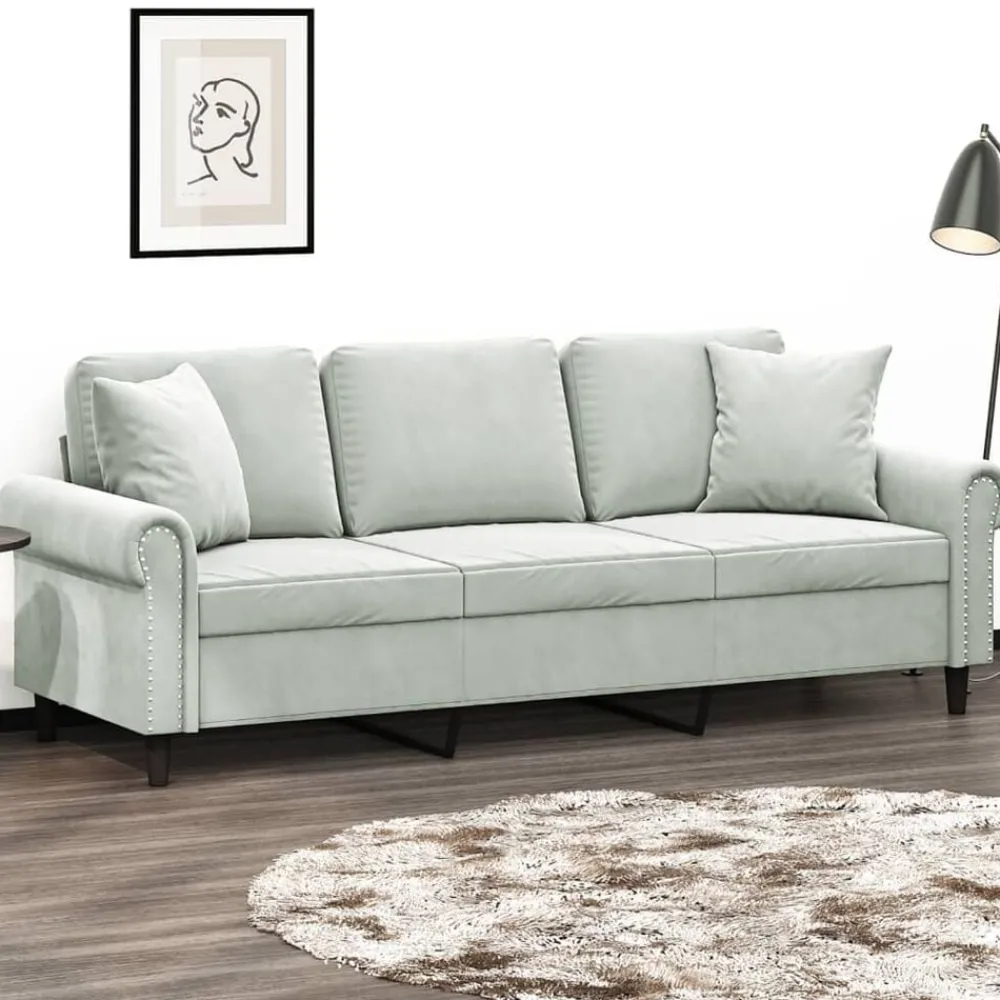 Driezitsbank met sierkussens 180 cm fluweel>vidaXL Online