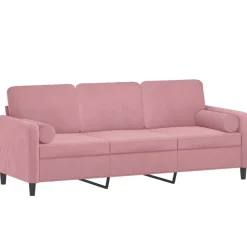 Banken*vidaXL Driezitsbank met sierkussens 180 cm fluweel Roze