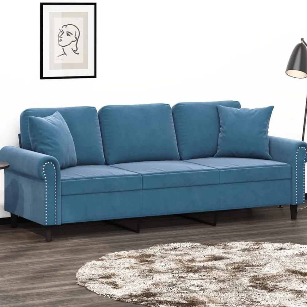 Driezitsbank met sierkussens 180 cm fluweel>vidaXL Outlet