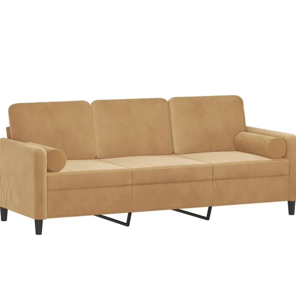Banken*vidaXL Driezitsbank met sierkussens 180 cm fluweel Bruin