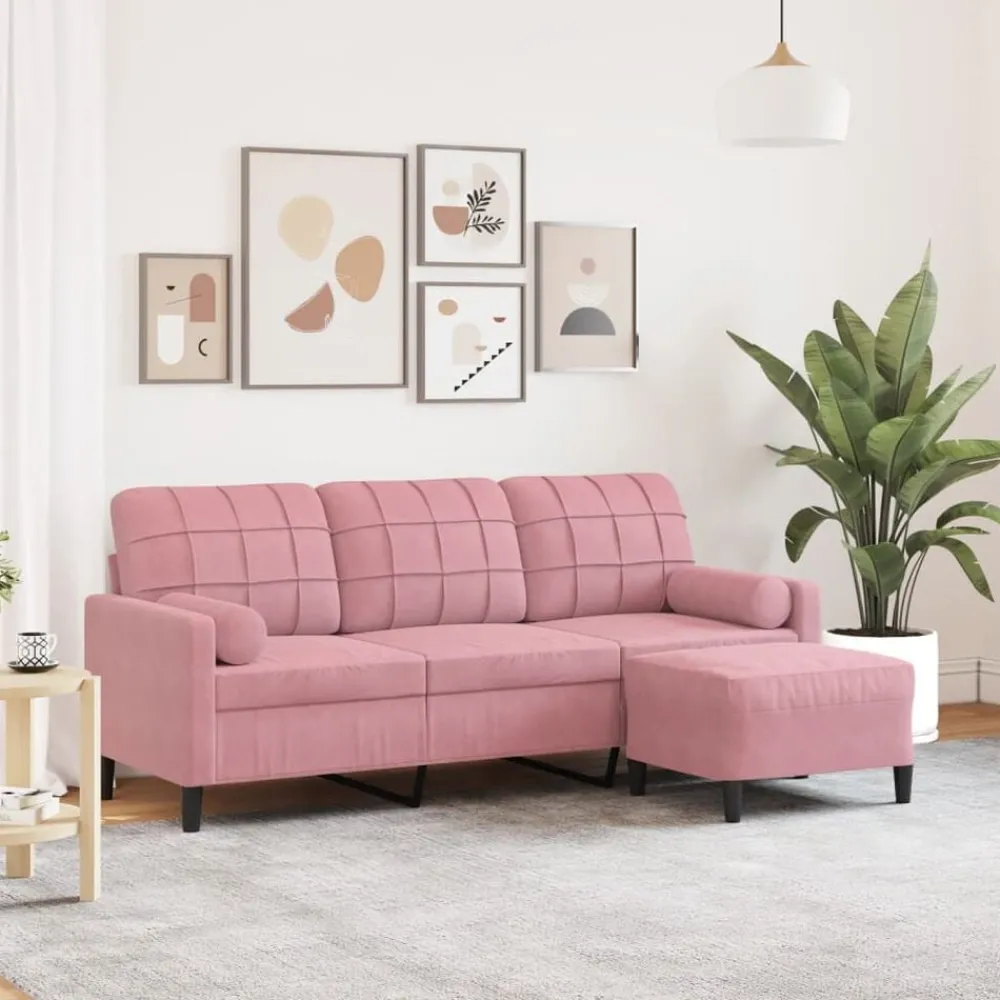 Driezitsbank met voetenbank 180 cm fluweel>vidaXL Outlet