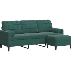 Driezitsbank met voetenbank 180 cm fluweel>vidaXL New