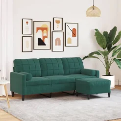 Driezitsbank met voetenbank 180 cm fluweel>vidaXL New