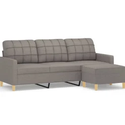 Banken*vidaXL Driezitsbank met voetenbank 180 cm stof Taupe