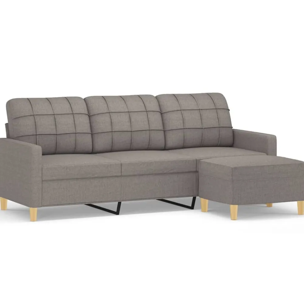 Banken*vidaXL Driezitsbank met voetenbank 180 cm stof Taupe