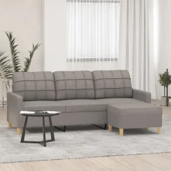 Banken*vidaXL Driezitsbank met voetenbank 180 cm stof Taupe
