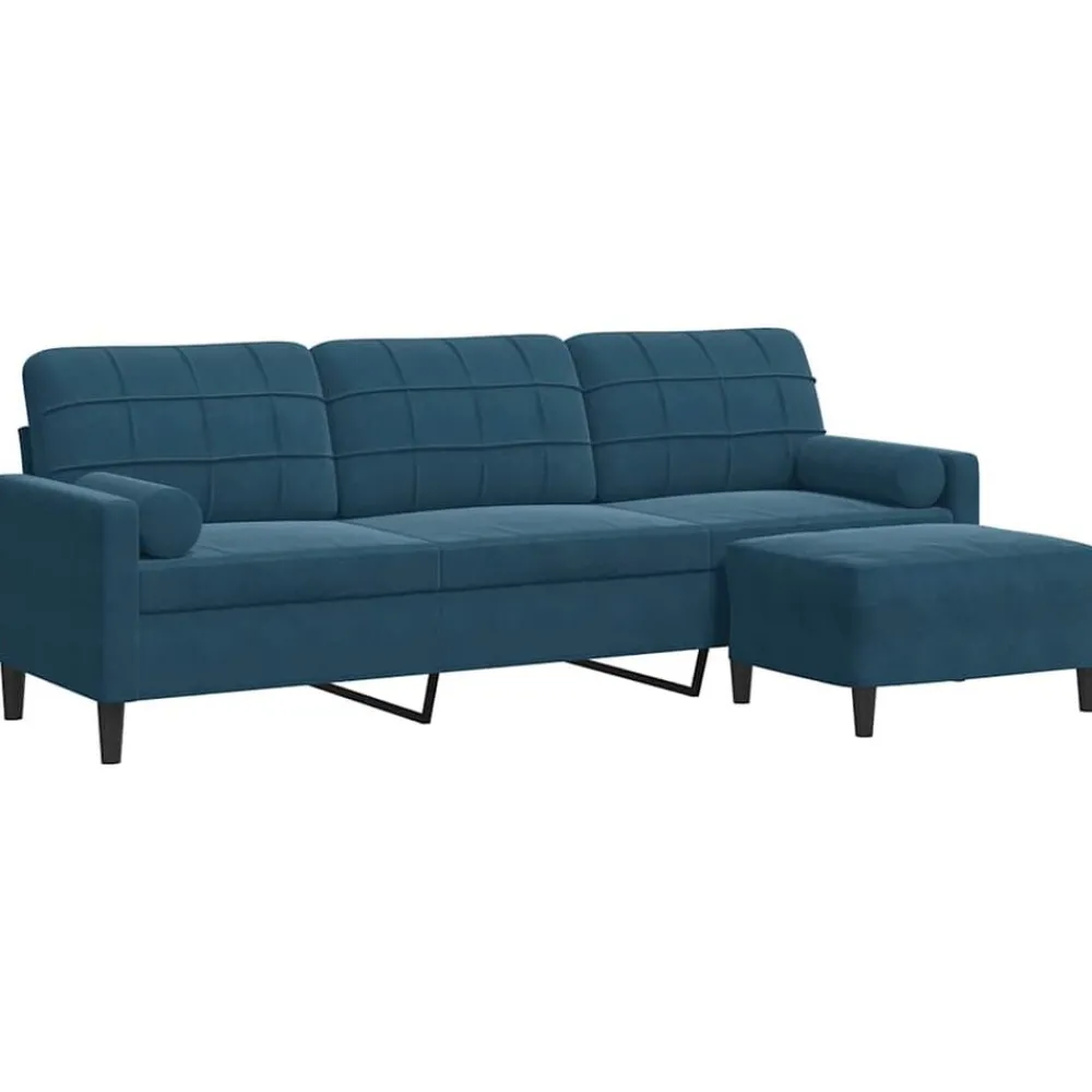 Banken*vidaXL Driezitsbank met voetenbank 210 cm fluweel Blauw