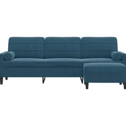 Banken*vidaXL Driezitsbank met voetenbank 210 cm fluweel Blauw