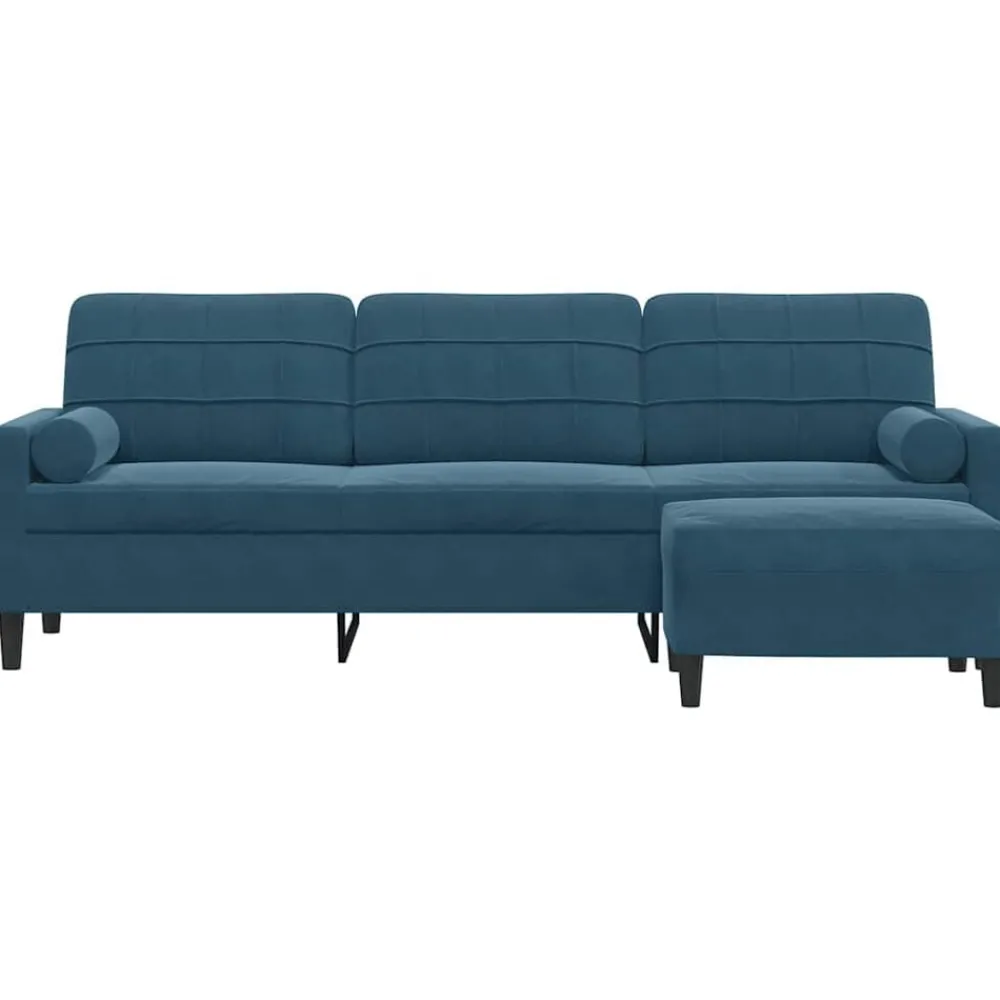 Banken*vidaXL Driezitsbank met voetenbank 210 cm fluweel Blauw