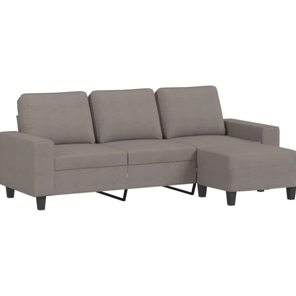 Banken*vidaXL Driezitsbank met voetenbank 180 cm stof Taupe