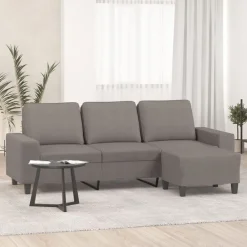 Banken*vidaXL Driezitsbank met voetenbank 180 cm stof Taupe