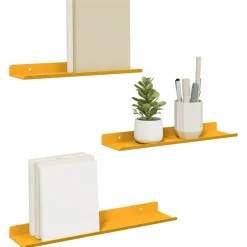 Boekenkasten & Wandplanken*vidaXL Drijvende plank 3 pcs 40 x 9 x 2,5 cm Staal Mosterdgeel