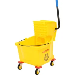 Schoonmaakkarren En -Wagens*vidaXL Dweilemmer met wringer en wielen 36 L polypropeen geel