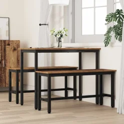 Eetbank Oudhout 100 x 32,5 x 48,5 cm Engineered hout en staal><noscript><img width=