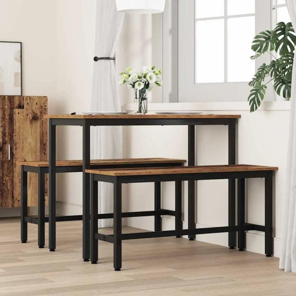 Eetbank Oudhout 100 x 32,5 x 48,5 cm Engineered hout en staal>vidaXL Sale