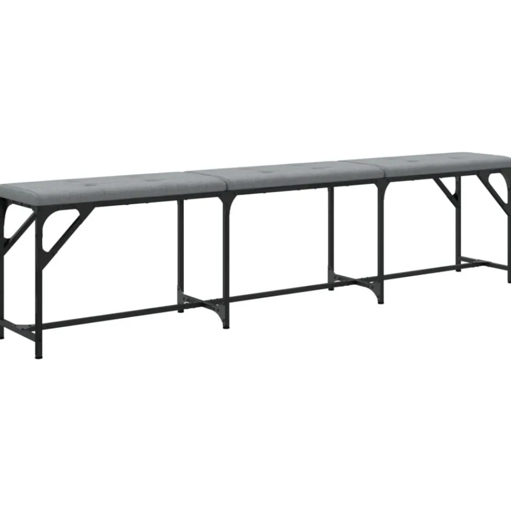 Bankjes*vidaXL Eetkamerbank 186x32x45 cm staal en stof Lichtgrijs