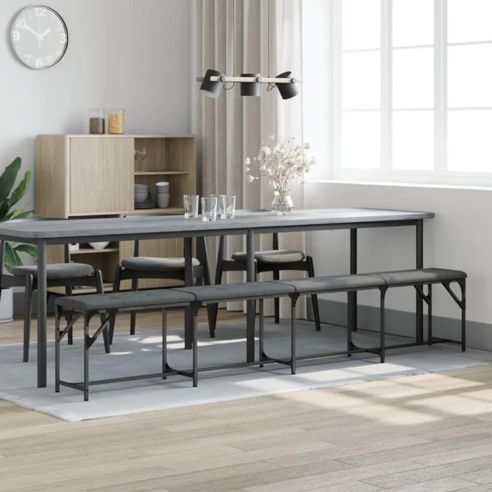 Bankjes*vidaXL Eetkamerbank 248x32x45 cm staal en stof Donkergrijs