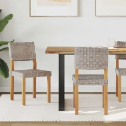Stoelen*vidaXL Eetkamerstoel 2 pcs Kubu 46 x 55 x 84 cm Kubu Rattan Grijs