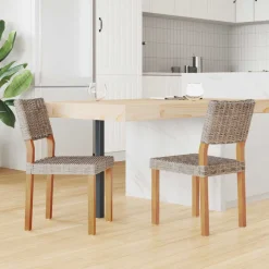 Stoelen*vidaXL Eetkamerstoel 2 pcs Kubu 46 x 55 x 84 cm Kubu Rattan Grijs