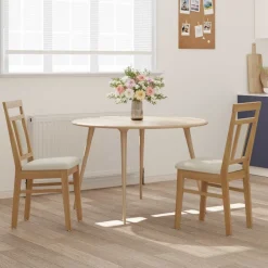 Stoelen*vidaXL Eetkamerstoel 2 pcs Massief Rubberhout Natuurlijk en licht