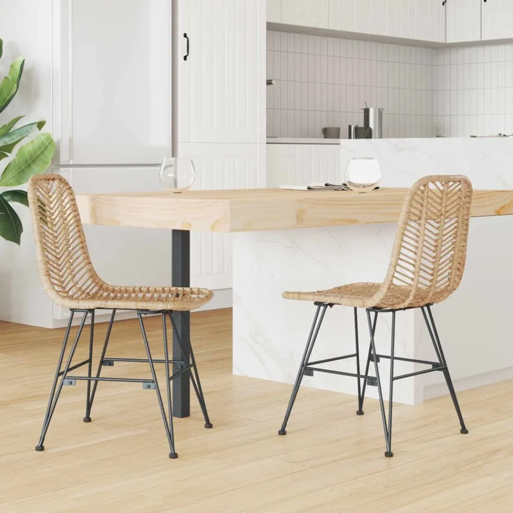 Eetkamerstoel 2 pcs 44 x 47 x 85 cm Riet en IJzer>vidaXL Sale
