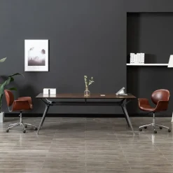 Stoelen*vidaXL Eetkamerstoel draaibaar kunstleer Bruin