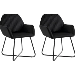 Stoelen*vidaXL Eetkamerstoelen 2 st fluweel Zwart