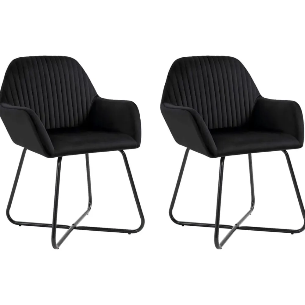 Stoelen*vidaXL Eetkamerstoelen 2 st fluweel Zwart