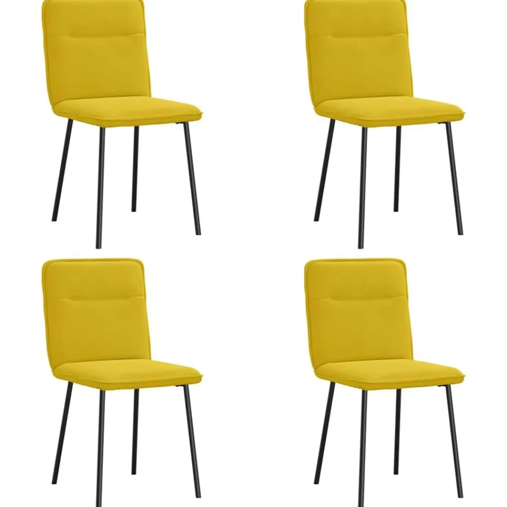 Stoelen*vidaXL Eetkamerstoelen 4 st fluweel Geel