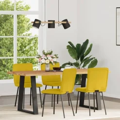 Stoelen*vidaXL Eetkamerstoelen 4 st fluweel Geel