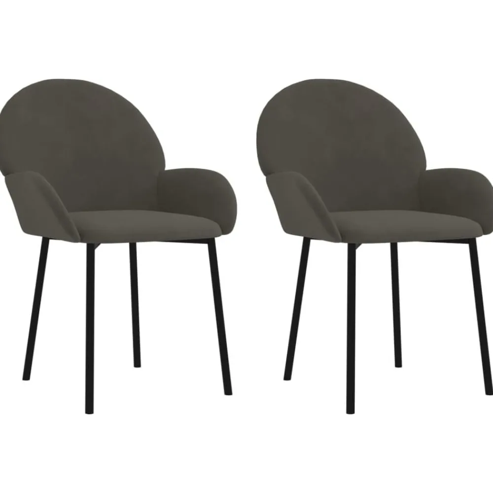 Stoelen*vidaXL Eetkamerstoelen 2 st fluweel Donkergrijs