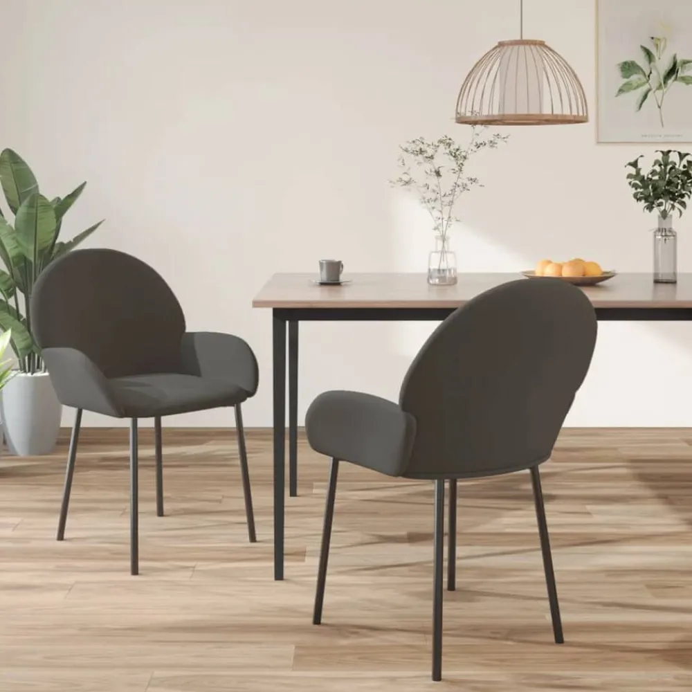 Stoelen*vidaXL Eetkamerstoelen 2 st fluweel Donkergrijs