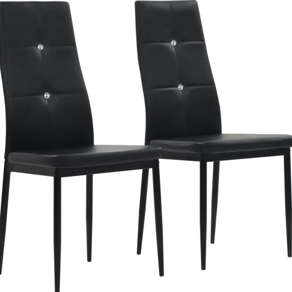 Stoelen*vidaXL Eetkamerstoelen 2 st kunstleer Zwart