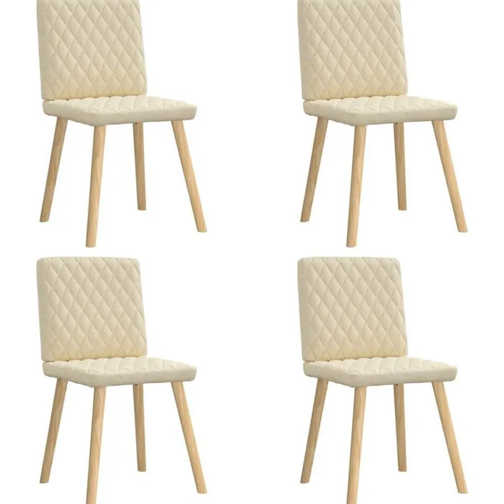 Stoelen*vidaXL Eetkamerstoelen 4 st stof crèmekleurig