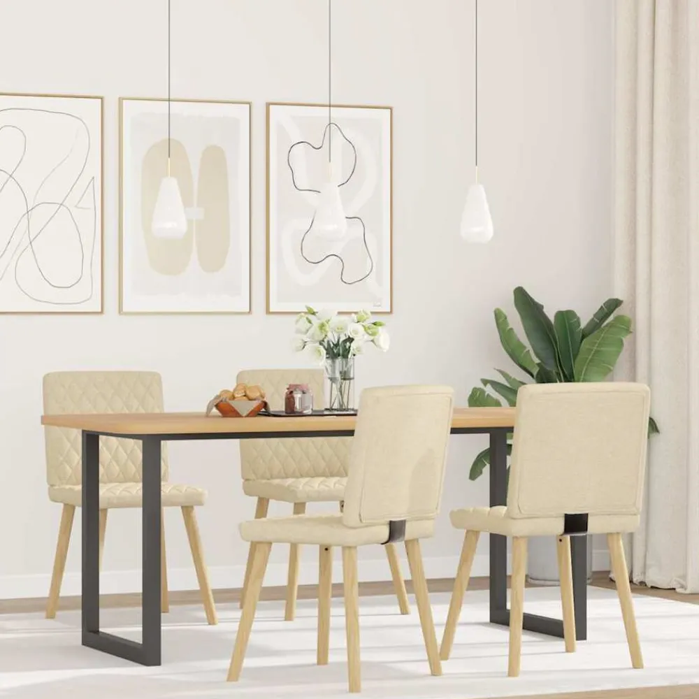 Stoelen*vidaXL Eetkamerstoelen 4 st stof crèmekleurig