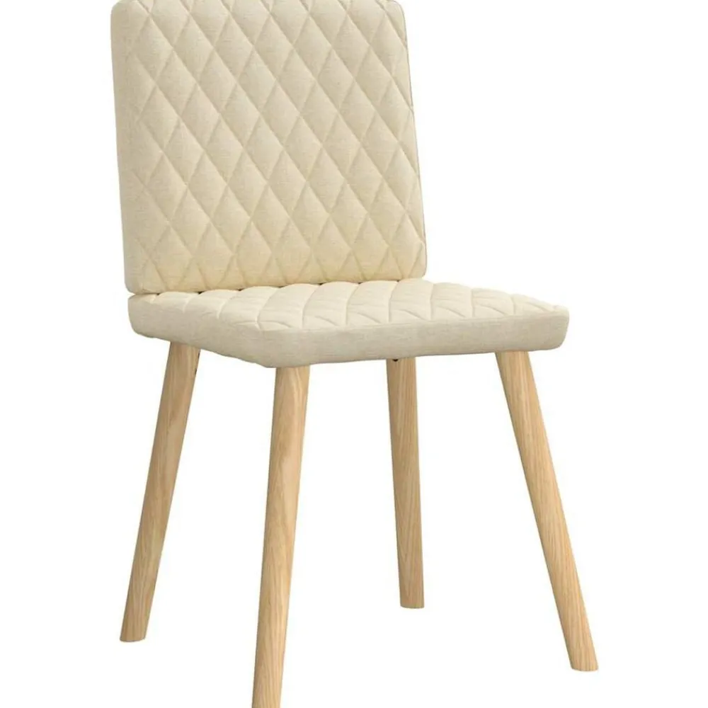 Stoelen*vidaXL Eetkamerstoelen 4 st stof crèmekleurig